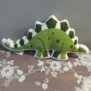 Crate & Barrel Kids Stegosaurus Dinosaur Pillow Plush Green White Kids Decor